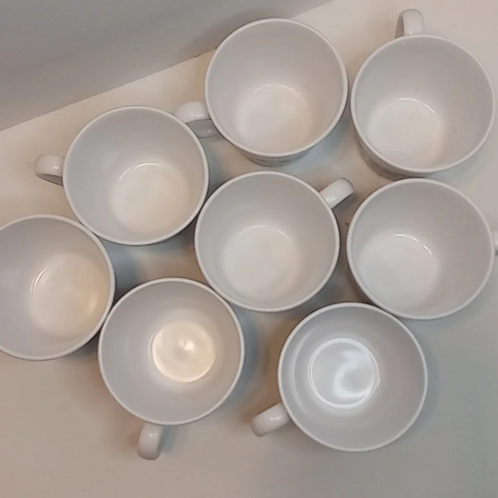 Vintage Noritake Blue Moon Pattern Porcelain Coffee Mugs / Tea Cups Set Of 8